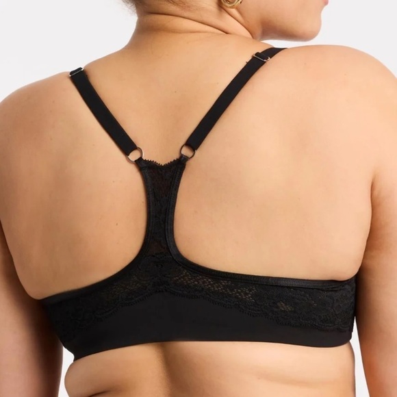 Montelle Racerback T-Shirt Bra 34D Front Closure Lace Detail Molded Cups Black - Picture 11 of 14
